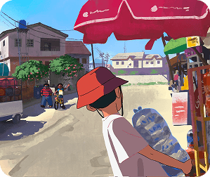 Street scene artwork for newsletter post